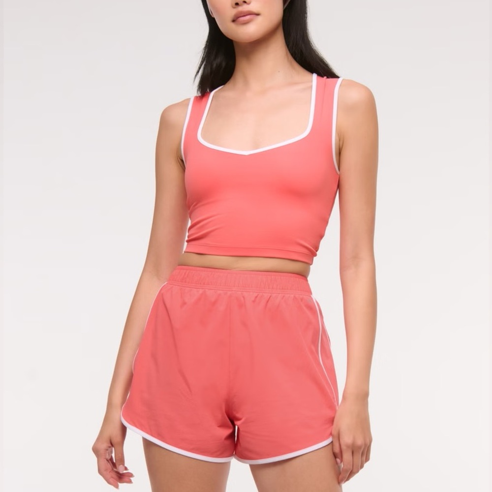 NWT Abercrombie YPB sprintTEK High Rise Lined Short Flamingo Pink